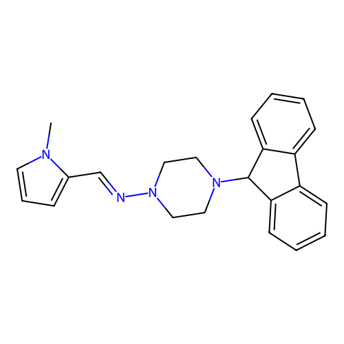 4-(9H-fluoren-9-yl)-N-[(1-methyl-1H-pyrrol-2-yl)methylene]-1-piperazinamine structure