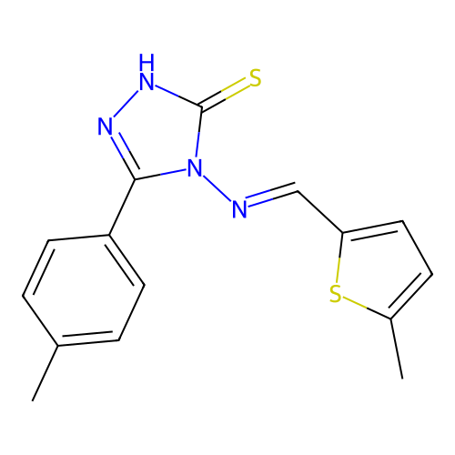 5-(4-methylphenyl)-4-{[(5-methyl-2-thienyl)methylene]amino}-4H-1,2,4-triazole-3-thiol structure