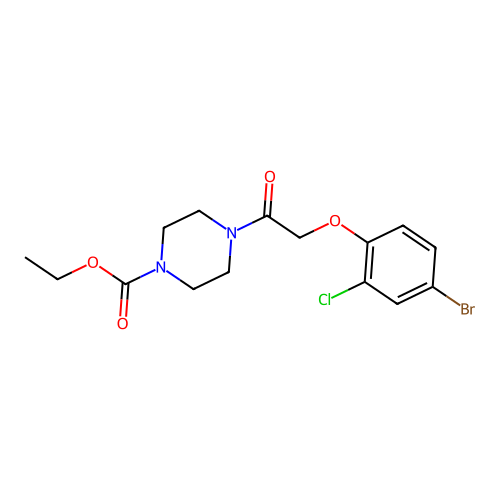 ethyl 4-[2-(4-bromo-2-chlorophenoxy)acetyl]piperazine-1-carboxylate structure