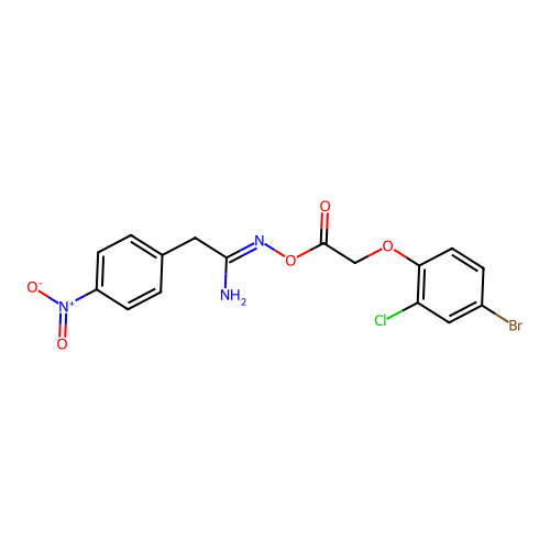 (1Z)-N'-{[(4-bromo-2-chlorophenoxy)acetyl]oxy}-2-(4-nitrophenyl)ethanimidamide structure