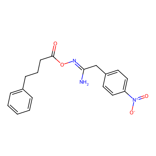 (1Z)-2-(4-nitrophenyl)-N'-[(4-phenylbutanoyl)oxy]ethanimidamide structure