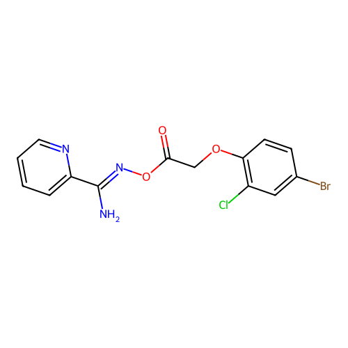 N'-{[2-(4-bromo-2-chlorophenoxy)acetyl]oxy}-2-pyridinecarboximidamide structure