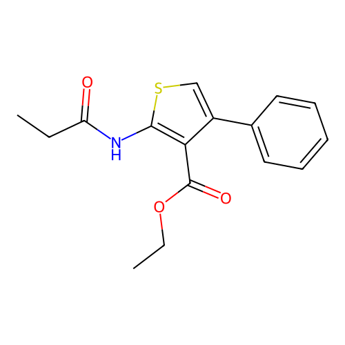 Ethyl 4-phenyl-2-(propanoylamino)thiophene-3-carboxylate structure