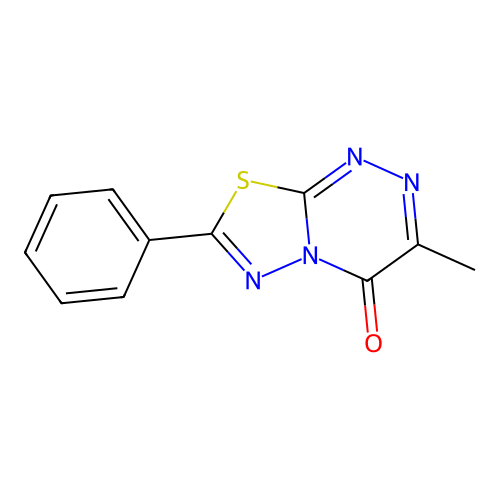 3-methyl-7-phenyl-4H-[1,3,4]thiadiazolo[2,3-c][1,2,4]triazin-4-one structure