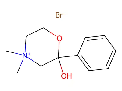 4,4-Dimethyl-2-hydroxy-2-phenylmorpholinium bromide structure