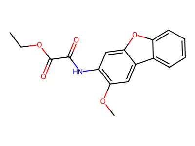 Ethyl 2-((2-methoxydibenzo[b,d]furan-3-yl)amino)-2-oxoacetate structure