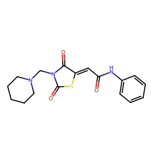 (Z)-2-(2,4-dioxo-3-(piperidin-1-ylmethyl)thiazolidin-5-ylidene)-N-phenylacetamide structure