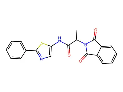 2-(1,3-dioxoisoindol-2-yl)-N-(2-phenyl-1,3-thiazol-5-yl)propanamide structure