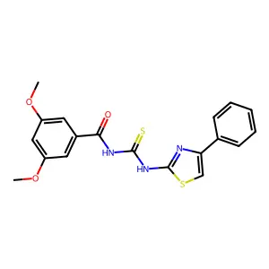 3,5-dimethoxy-N-[(4-phenyl-1,3-thiazol-2-yl)carbamothioyl]benzamide structure