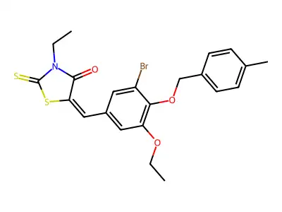 (5E)-5-[[3-bromo-5-ethoxy-4-[(4-methylphenyl)methoxy]phenyl]methylidene]-3-ethyl-2-sulfanylidene-1,3-thiazolidin-4-one structure