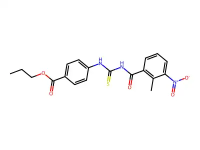 Propyl 4-({[(2-methyl-3-nitrophenyl)carbonyl]carbamothioyl}amino)benzoate structure
