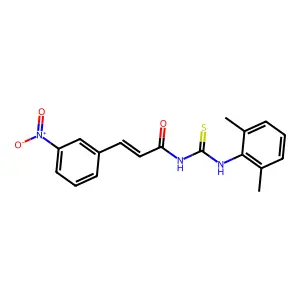 (E)-N-[(2,6-dimethylphenyl)carbamothioyl]-3-(3-nitrophenyl)prop-2-enamide structure