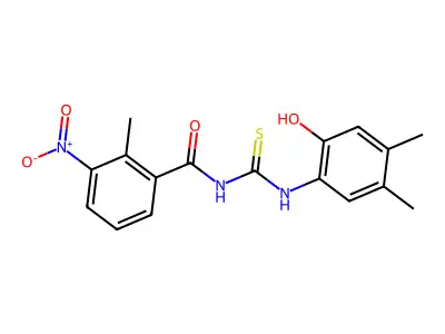 N-[(2-hydroxy-4,5-dimethylphenyl)carbamothioyl]-2-methyl-3-nitrobenzamide structure