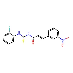 (E)-N-[(2-fluorophenyl)carbamothioyl]-3-(3-nitrophenyl)prop-2-enamide structure