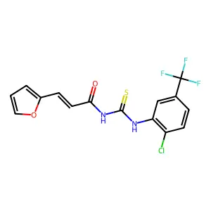(2E)-N-{[2-chloro-5-(trifluoromethyl)phenyl]carbamothioyl}-3-(furan-2-yl)prop-2-enamide structure