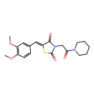 (Z)-5-(3,4-dimethoxybenzylidene)-3-(2-oxo-2-(piperidin-1-yl)ethyl)thiazolidine-2,4-dione structure