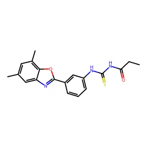 N-[[3-(5,7-dimethyl-1,3-benzoxazol-2-yl)phenyl]carbamothioyl]propanamide structure