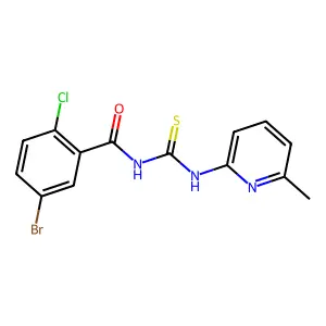 5-bromo-2-chloro-N-[(6-methylpyridin-2-yl)carbamothioyl]benzamide structure