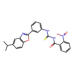 2-nitro-N-[[3-(5-propan-2-yl-1,3-benzoxazol-2-yl)phenyl]carbamothioyl]benzamide structure