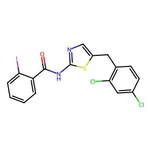 N-[5-(2,4-dichlorobenzyl)-1,3-thiazol-2-yl]-2-iodobenzamide structure