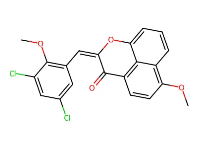 (2E)-2-(3,5-dichloro-2-methoxybenzylidene)-6-methoxybenzo[de]chromen-3(2H)-one structure