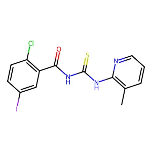 2-chloro-5-iodo-N-[(3-methylpyridin-2-yl)carbamothioyl]benzamide structure