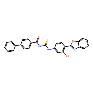 N-{[4-(1,3-benzoxazol-2-yl)-3-hydroxyphenyl]carbamothioyl}biphenyl-4-carboxamide structure