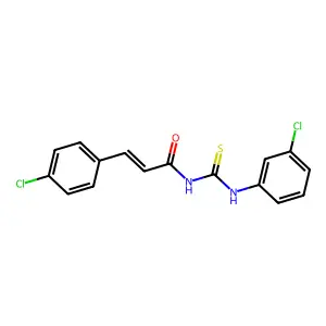 (E)-3-(4-chlorophenyl)-N-[(3-chlorophenyl)carbamothioyl]prop-2-enamide structure