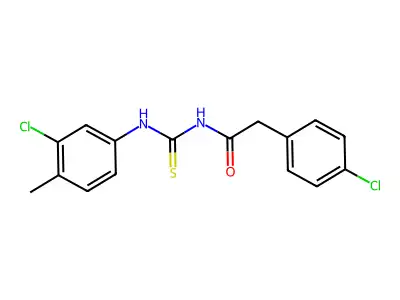 N-[(3-chloro-4-methylphenyl)carbamothioyl]-2-(4-chlorophenyl)acetamide structure