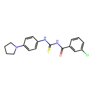 3-chloro-N-[(4-pyrrolidin-1-ylphenyl)carbamothioyl]benzamide structure
