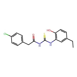 2-(4-chlorophenyl)-N-[(5-ethyl-2-hydroxyphenyl)carbamothioyl]acetamide structure
