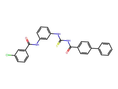 3-chloro-N-[3-[(4-phenylbenzoyl)carbamothioylamino]phenyl]benzamide structure