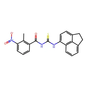 N-(1,2-dihydroacenaphthylen-5-ylcarbamothioyl)-2-methyl-3-nitrobenzamide structure