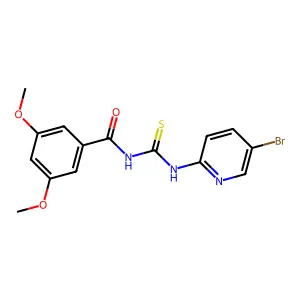 N-[(5-bromopyridin-2-yl)carbamothioyl]-3,5-dimethoxybenzamide structure