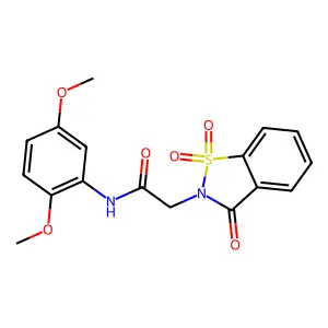 N-(2,5-dimethoxyphenyl)-2-(1,1,3-trioxo-1,2-benzothiazol-2-yl)acetamide structure