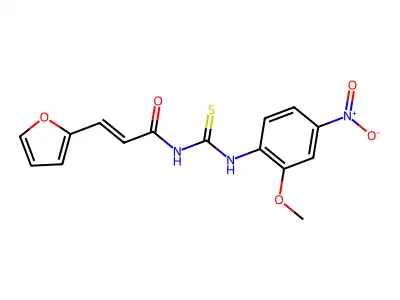 (E)-3-(furan-2-yl)-N-[(2-methoxy-4-nitrophenyl)carbamothioyl]prop-2-enamide structure