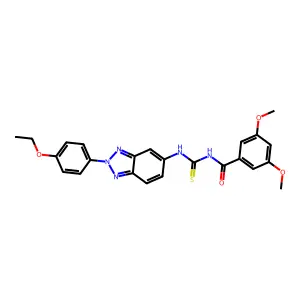 N-[[2-(4-ethoxyphenyl)benzotriazol-5-yl]carbamothioyl]-3,5-dimethoxybenzamide structure