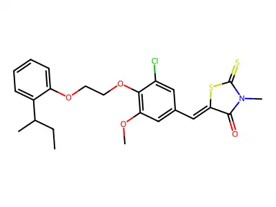 (5Z)-5-(4-{2-[2-(butan-2-yl)phenoxy]ethoxy}-3-chloro-5-methoxybenzylidene)-3-methyl-2-thioxo-1,3-thiazolidin-4-one structure