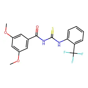 3,5-dimethoxy-N-[[2-(trifluoromethyl)phenyl]carbamothioyl]benzamide structure