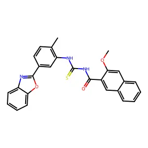 N-[[5-(1,3-benzoxazol-2-yl)-2-methylphenyl]carbamothioyl]-3-methoxynaphthalene-2-carboxamide structure