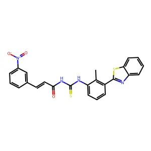 (2E)-N-{[3-(1,3-benzothiazol-2-yl)-2-methylphenyl]carbamothioyl}-3-(3-nitrophenyl)prop-2-enamide structure