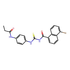5-bromo-N-[[4-(propanoylamino)phenyl]carbamothioyl]naphthalene-1-carboxamide structure
