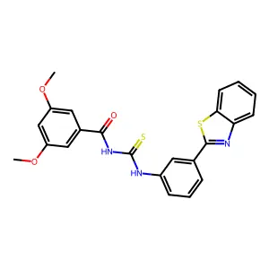 N-[[3-(1,3-benzothiazol-2-yl)phenyl]carbamothioyl]-3,5-dimethoxybenzamide structure