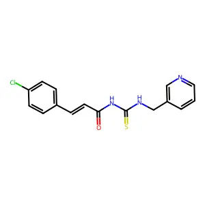 (E)-3-(4-chlorophenyl)-N-(pyridin-3-ylmethylcarbamothioyl)prop-2-enamide structure
