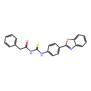 N-[[4-(1,3-benzoxazol-2-yl)phenyl]carbamothioyl]-2-phenylacetamide structure