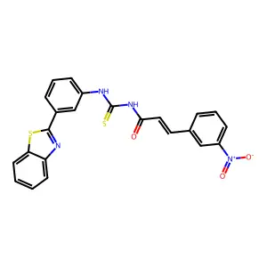 (2E)-N-{[3-(1,3-benzothiazol-2-yl)phenyl]carbamothioyl}-3-(3-nitrophenyl)prop-2-enamide structure