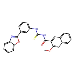 N-[[3-(1,3-benzoxazol-2-yl)phenyl]carbamothioyl]-3-methoxynaphthalene-2-carboxamide structure