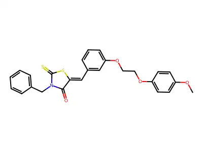 (5Z)-3-benzyl-5-{3-[2-(4-methoxyphenoxy)ethoxy]benzylidene}-2-thioxo-1,3-thiazolidin-4-one structure