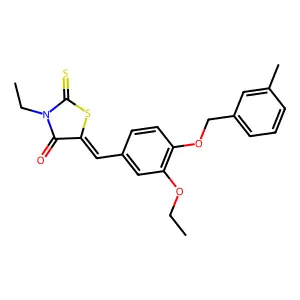 (5E)-5-{3-ethoxy-4-[(3-methylbenzyl)oxy]benzylidene}-3-ethyl-2-thioxo-1,3-thiazolidin-4-one structure