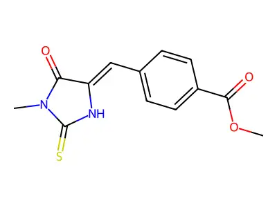 methyl 4-[(Z)-(1-methyl-5-oxo-2-thioxoimidazolidin-4-ylidene)methyl]benzoate structure